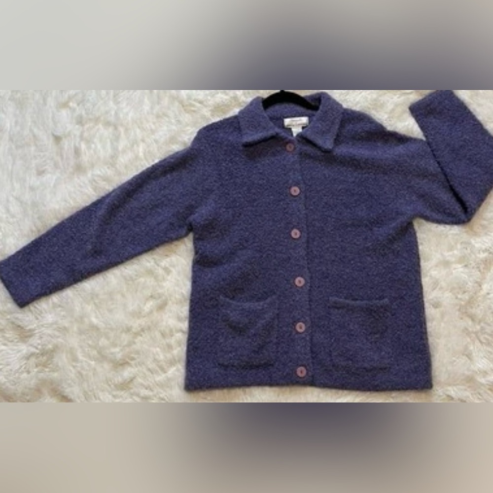 Knitworks Purple Button Front Jacket Sweater Cozycore Grannycore Medium NWT - Picture 5 of 10